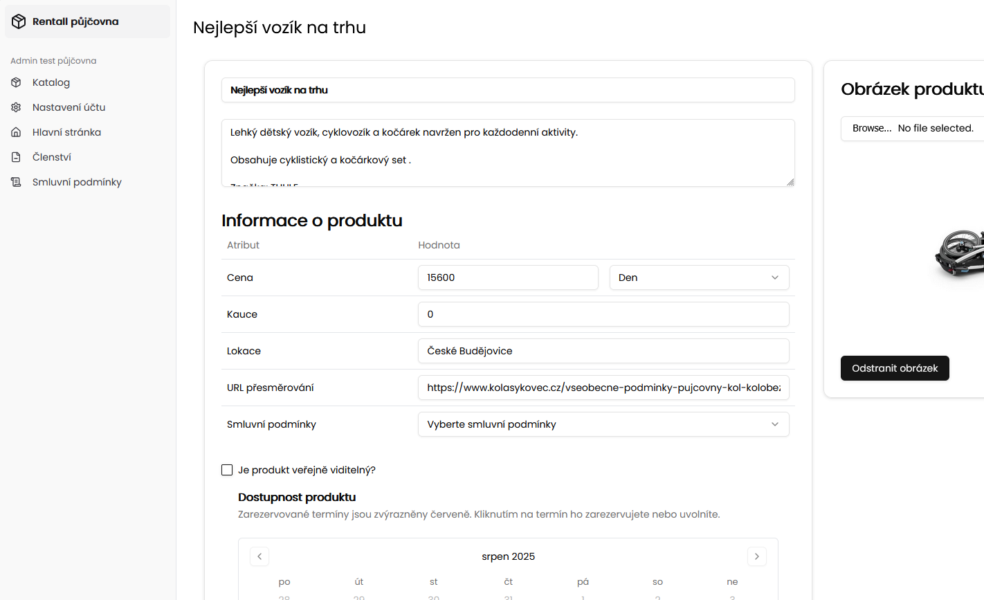 EpicWave Detail produktu - Nastavení a dostupnost položek
